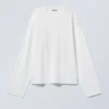 Camiseta de algodón de manga larga y corte recto – Blanca Camiseta de algodón de manga larga y corte recto – Blanca