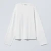 Camiseta de algodón de manga larga y corte recto – Blanca Camiseta de algodón de manga larga y corte recto – Blanca