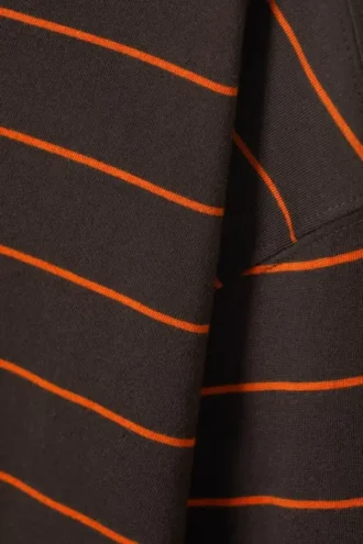 Camiseta de algodón de manga larga y corte recto – Rayas marrón oscuro