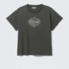Camiseta de algodón holgada con estampados y mangas casquillo – Gris oscuro – Spacenet Camiseta de algodón holgada con estampados y mangas casquillo – Gris oscuro – Spacenet
