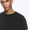 Camiseta de algodón holgada con mangas casquillo – Negro desgastado Camiseta de algodón holgada con mangas casquillo – Negro desgastado