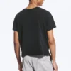 Camiseta de algodón holgada con mangas casquillo – Negro desgastado Camiseta de algodón holgada con mangas casquillo – Negro desgastado