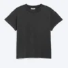 Camiseta de algodón holgada con mangas casquillo – Negro desgastado Camiseta de algodón holgada con mangas casquillo – Negro desgastado