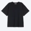 Camiseta de algodón holgada y de corte cuadrado – Rayas azul oscuro
