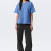 Camiseta de algodón holgada y de corte recto – Azul lavado Camiseta de algodón holgada y de corte recto – Azul lavado
