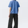 Camiseta de algodón holgada y de corte recto – Azul lavado Camiseta de algodón holgada y de corte recto – Azul lavado