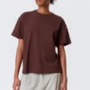 Camiseta de algodón holgada y de corte recto – Burdeos