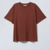 Camiseta de algodón holgada y de corte recto – Color óxido