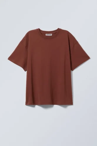 Camiseta de algodón holgada y de corte recto – Color óxido