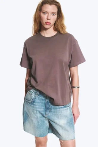 Camiseta de algodón holgada y de corte recto – Gris