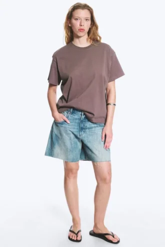 Camiseta de algodón holgada y de corte recto – Gris