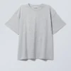 Camiseta de algodón holgada y de corte recto – Gris jaspeado Camiseta de algodón holgada y de corte recto – Gris jaspeado