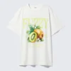 Camiseta de algodón oversize con estampados – Blanca – Fuzzy Camiseta de algodón oversize con estampados – Blanca – Fuzzy