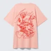 Camiseta de algodón oversize con estampados – Rosa claro – Estampado floral