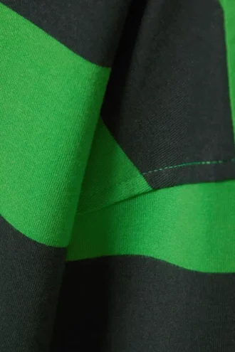 Camiseta de algodón oversize de manga larga – Rayas negras y verdes