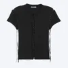 Camiseta de canalé con lazo cruzado – Negro Camiseta de canalé con lazo cruzado – Negro