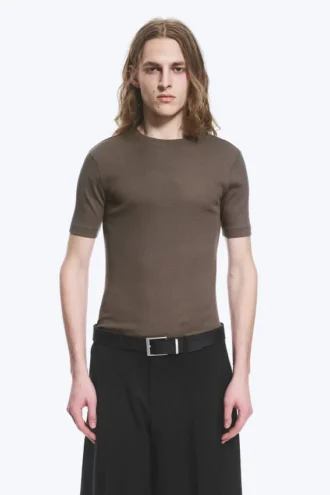 Camiseta de canalé de corte recto y entallado – Dark Mole