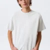 Camiseta de corte holgado – Gris claro jaspeado Camiseta de corte holgado – Gris claro jaspeado