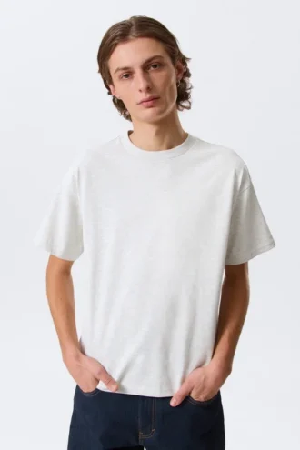 Camiseta de corte holgado – Gris claro jaspeado