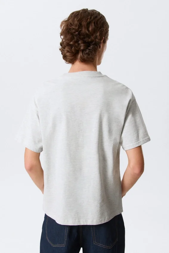 Camiseta de corte holgado – Gris claro jaspeado Camiseta de corte holgado – Gris claro jaspeado