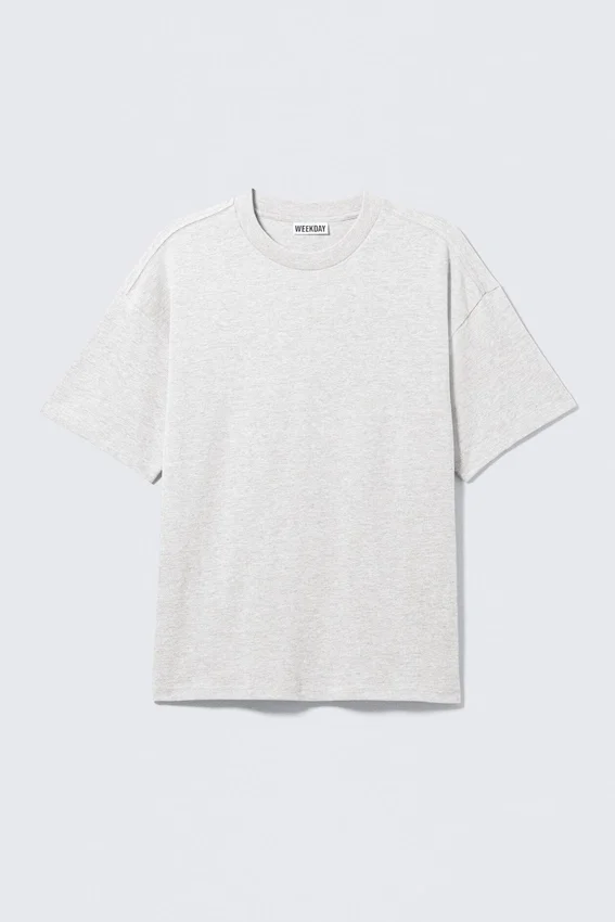 Camiseta de corte holgado – Gris claro jaspeado Camiseta de corte holgado – Gris claro jaspeado