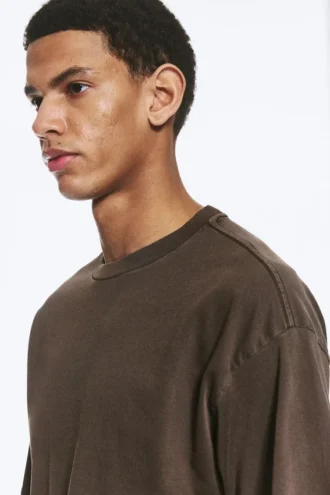 Camiseta de corte holgado – Marrón oscuro lavado