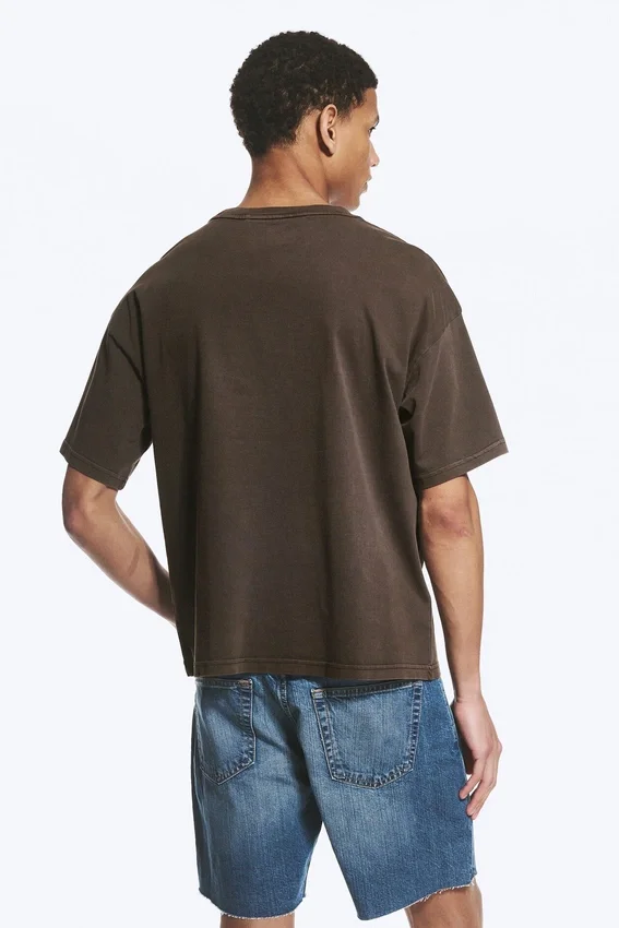 Camiseta de corte holgado – Marrón oscuro lavado Camiseta de corte holgado – Marrón oscuro lavado