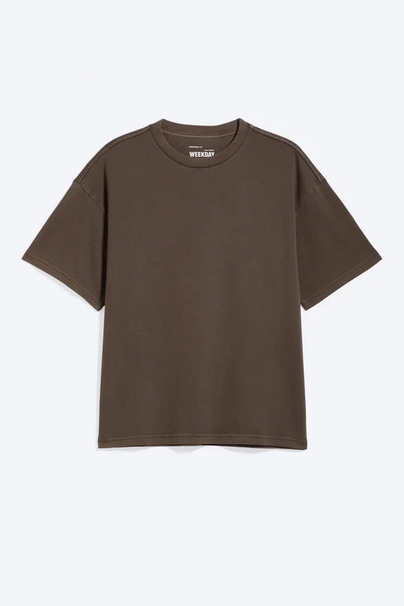 Camiseta de corte holgado – Marrón oscuro lavado Camiseta de corte holgado – Marrón oscuro lavado