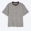 Camiseta de corte holgado – Rayas blancas y marrón oscuro