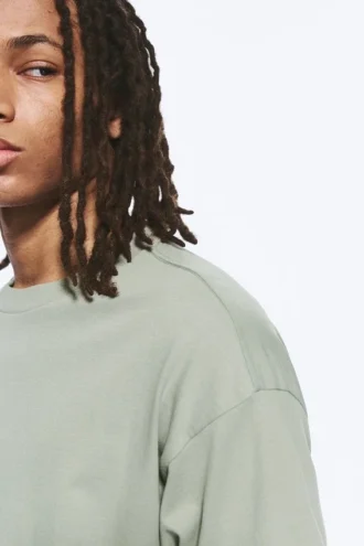 Camiseta de corte holgado – Verde caqui claro