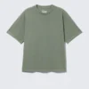 Camiseta de corte holgado – Verde caqui claro apagado Camiseta de corte holgado – Verde caqui claro apagado