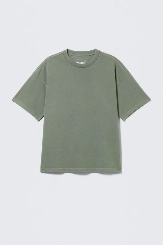 Camiseta de corte holgado – Verde caqui claro apagado Camiseta de corte holgado – Verde caqui claro apagado