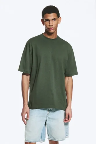 Camiseta de corte holgado – Verde oscuro