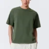 Camiseta de corte holgado – Verde oscuro lavado Camiseta de corte holgado – Verde oscuro lavado