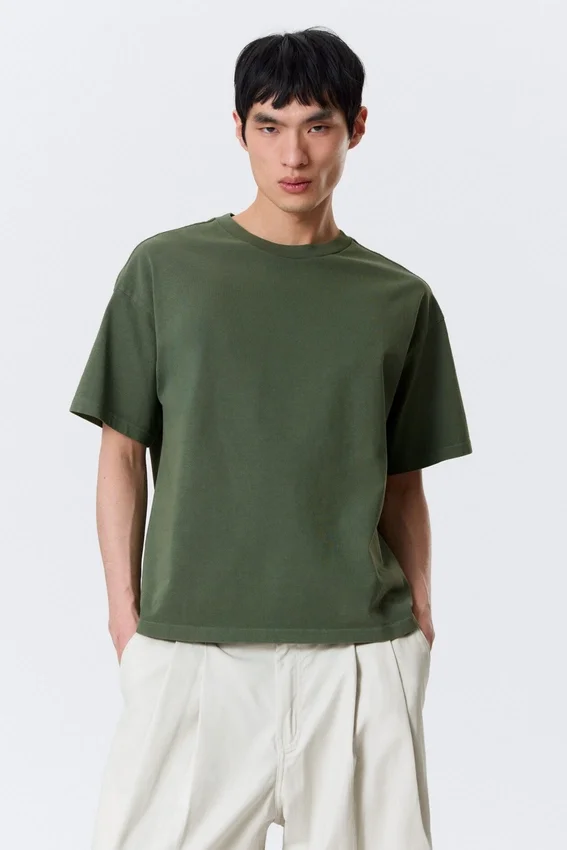 Camiseta de corte holgado – Verde oscuro lavado Camiseta de corte holgado – Verde oscuro lavado