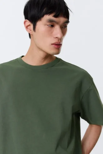 Camiseta de corte holgado – Verde oscuro lavado