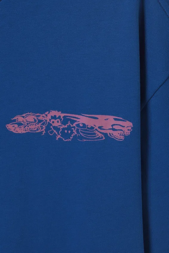 Camiseta de corte recto con estampados – Azul brillante – Four Man Gang Camiseta de corte recto con estampados – Azul brillante – Four Man Gang