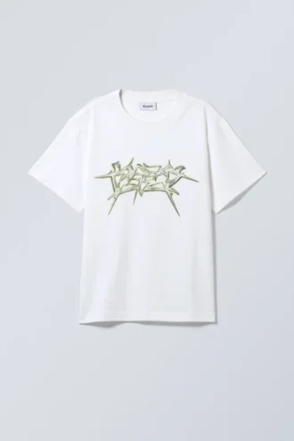 Camiseta de corte recto con estampados – Blanca – Blades of Metal