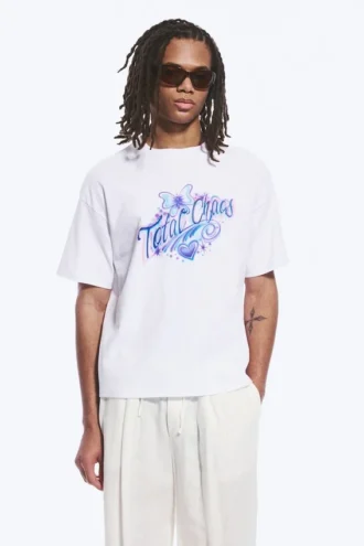 Camiseta de corte recto con estampados – Blanca – Total Chaos
