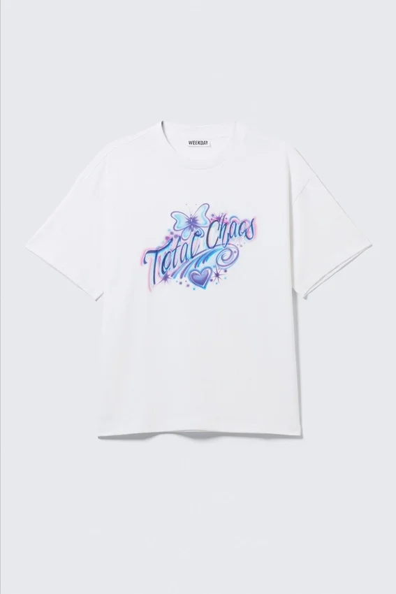 Camiseta de corte recto con estampados – Blanca – Total Chaos Camiseta de corte recto con estampados – Blanca – Total Chaos