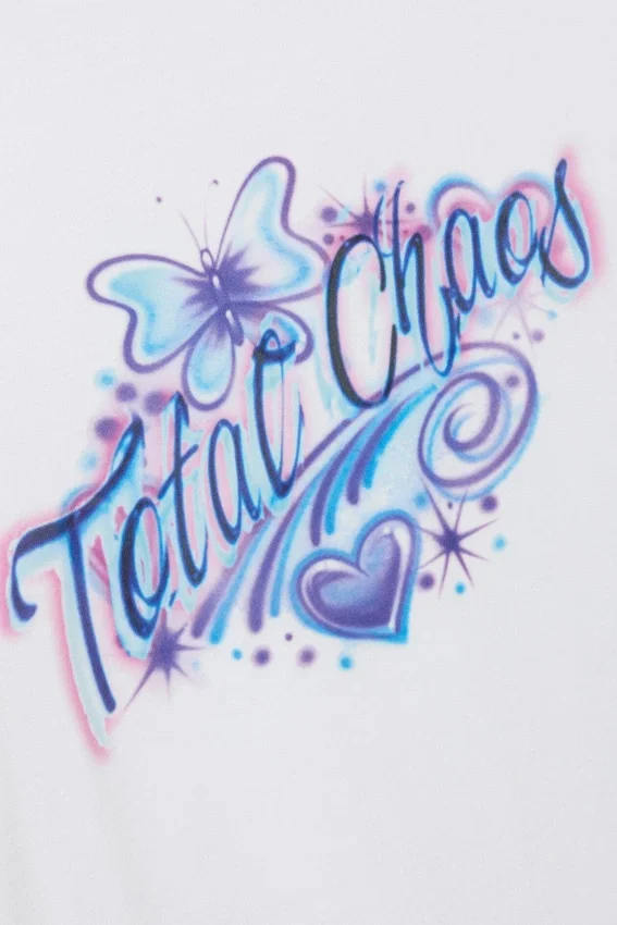 Camiseta de corte recto con estampados – Blanca – Total Chaos Camiseta de corte recto con estampados – Blanca – Total Chaos