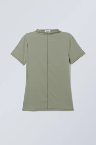 Camiseta de cuello alto Jen – Verde caqui