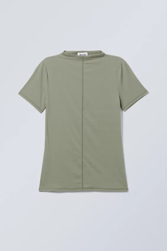 Camiseta de cuello alto Jen – Verde caqui Camiseta de cuello alto Jen – Verde caqui