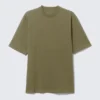 Camiseta de cuello redondo holgada – Verde oscuro Camiseta de cuello redondo holgada – Verde oscuro