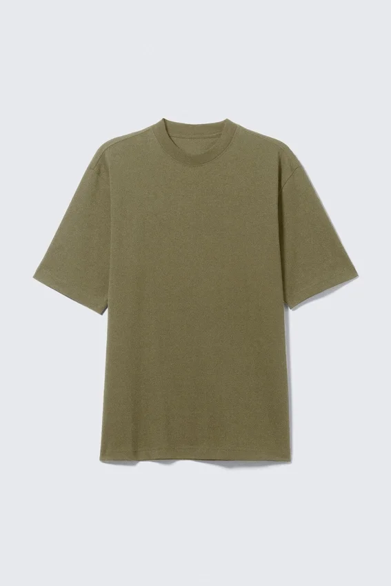 Camiseta de cuello redondo holgada – Verde oscuro Camiseta de cuello redondo holgada – Verde oscuro