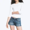 Camiseta de cuello redondo y manga tres cuartos – Blanca Camiseta de cuello redondo y manga tres cuartos – Blanca