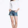 Camiseta de cuello redondo y manga tres cuartos – Blanca Camiseta de cuello redondo y manga tres cuartos – Blanca