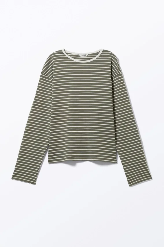 Camiseta de manga ancha – Rayas caqui Camiseta de manga ancha – Rayas caqui