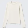 Camiseta de manga larga acanalada – Blanco apagado Camiseta de manga larga acanalada – Blanco apagado