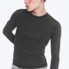 Camiseta de manga larga acanalada – Negro lavado Camiseta de manga larga acanalada – Negro lavado